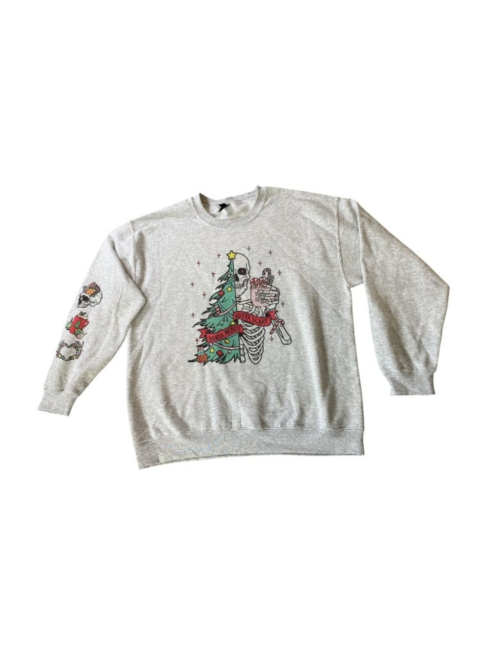 Sorta Scary Sorta Merry Skeleton Christmas Sweatshirt Gildan Heavy Gray Large